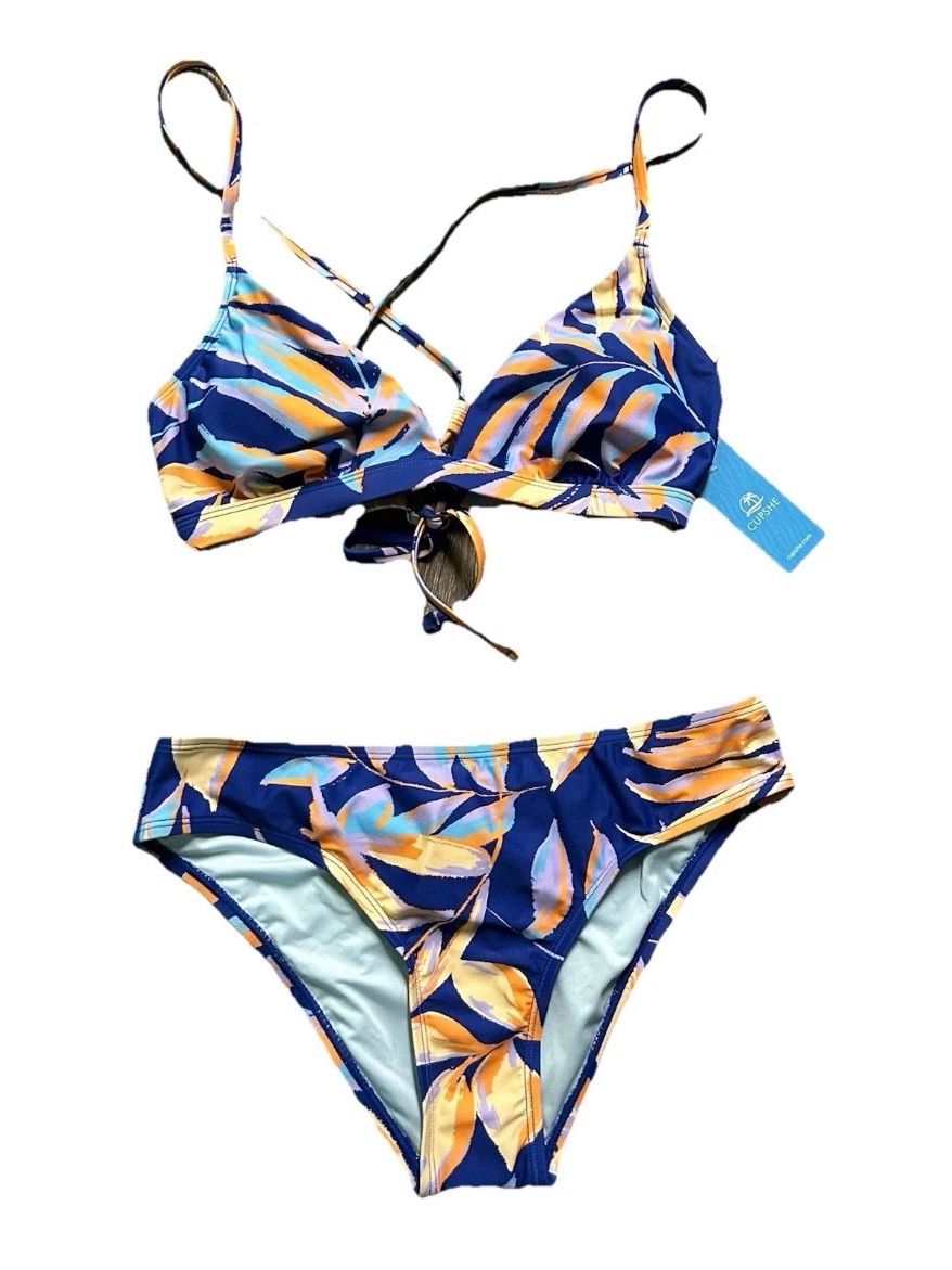 Nwt Women’s Cupshe Multicolor Bikini Set Size Medium Blue Purple Orange